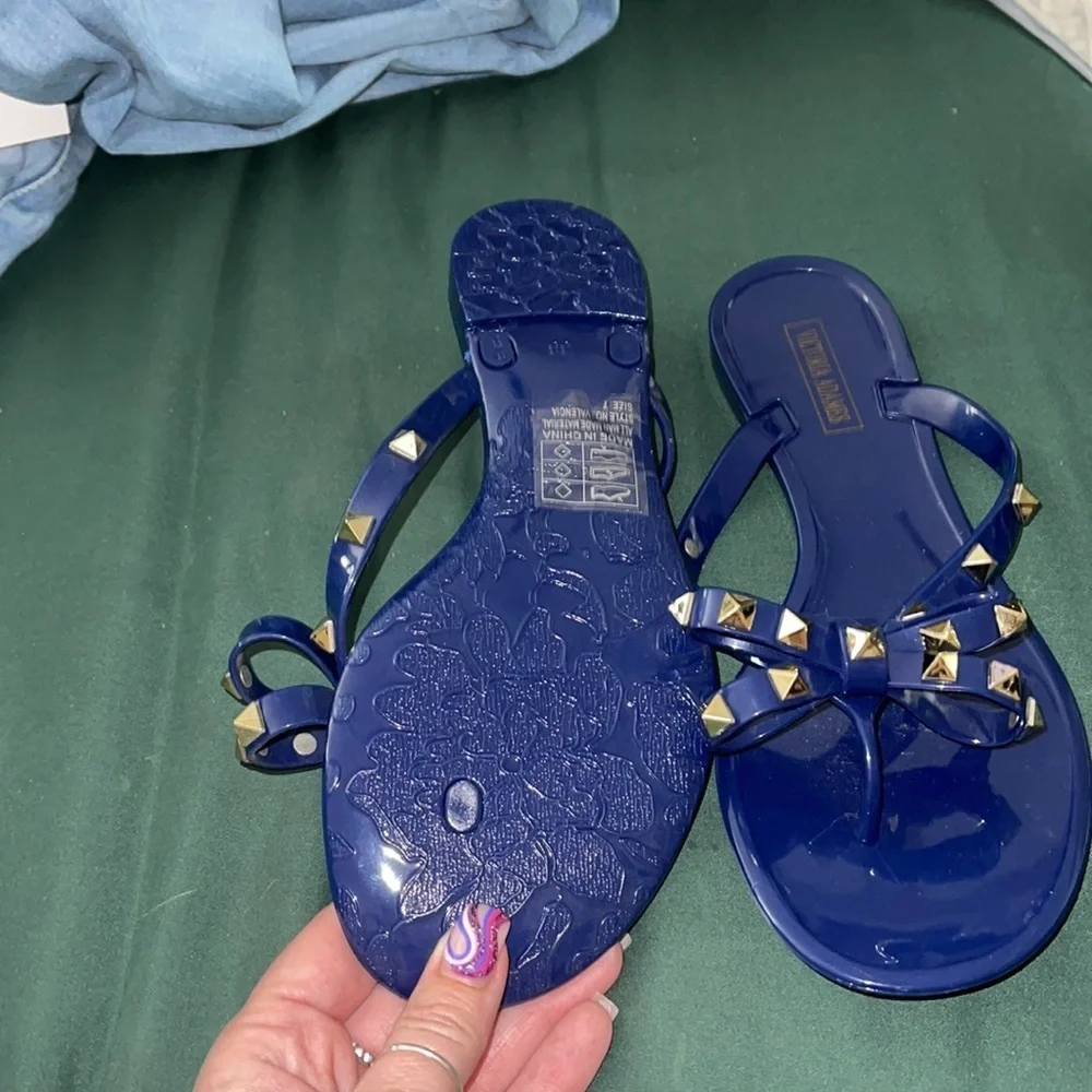 Size 7 brand new blue spiked sandals